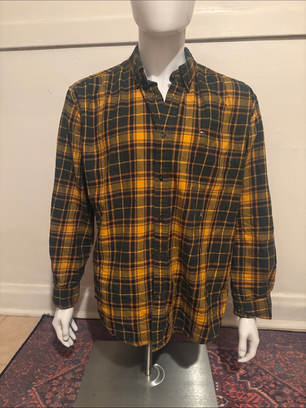 Tommy Hilfiger Yellow & Green Plaid Button-Down Shirt